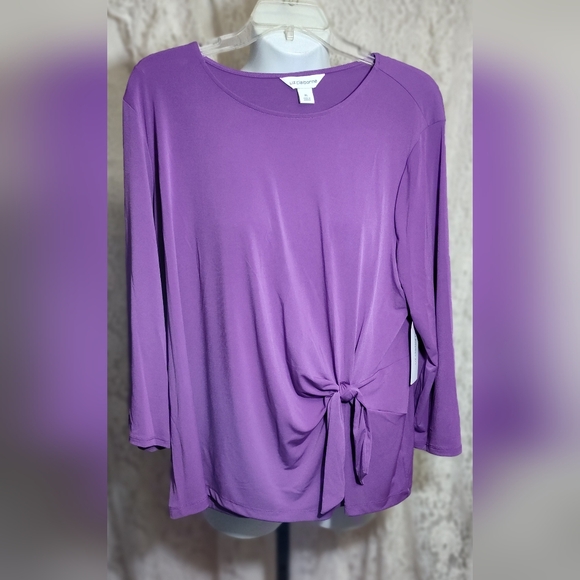 Liz Claiborne Tops - Liz Claiborne Knit amethyst purple top blouse Front Tie Accent size XL NWT